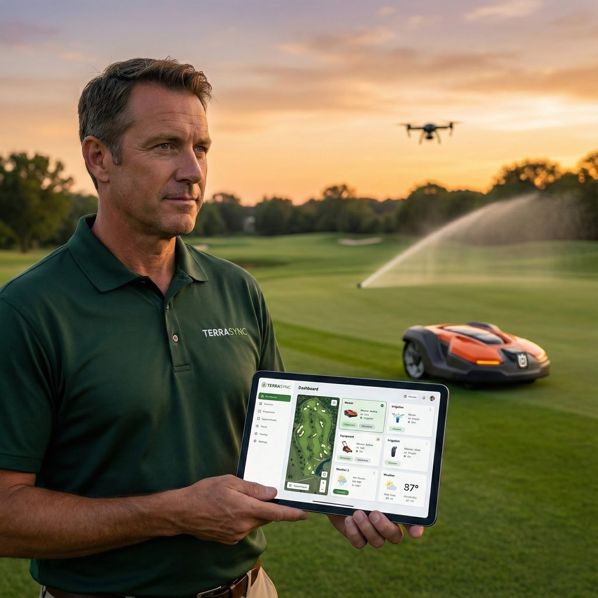 Superintendent managing course with TerraSync dashboard