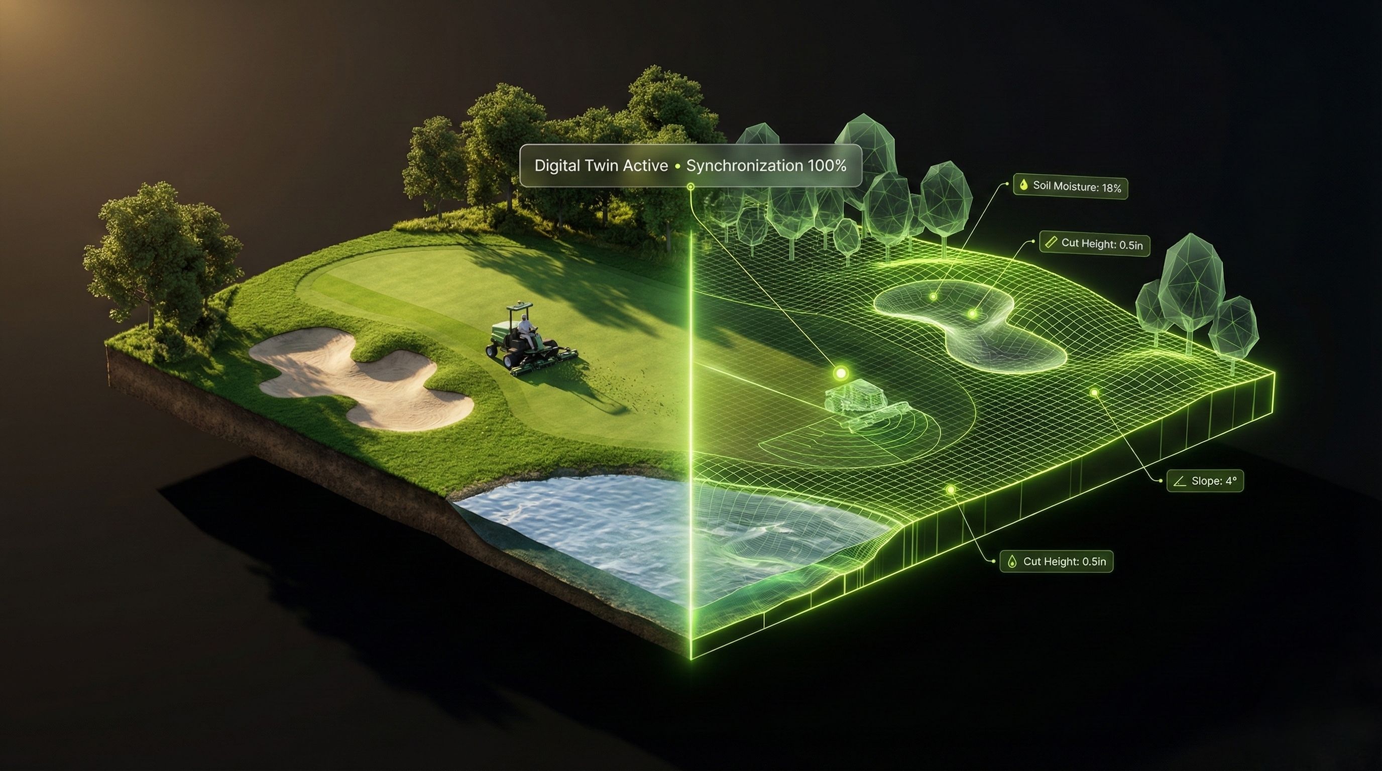 Digital Twin Technology - Real-time synchronization between your golf course and our intelligent automation system